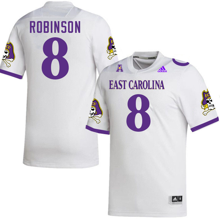 East Carolina Pirates #8 Jasiyah Robinson College Football Jerseys,Uniforms-White